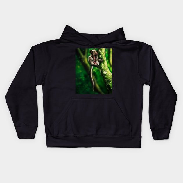 Long Tail Macaque Baby Kids Hoodie by Aniket Patel